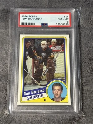 Tom Barrasso RC PSA 8 NM-MT, 1984 Topps #14, Buffalo Sabres HOF - Image 1 of 2