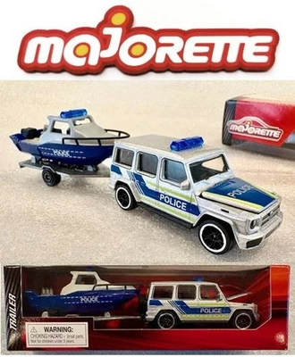 Mercedes-Benz AMG G63 remolque para vagones y barcos - Majorette 1:64 - Juego de camiones de policía Foto 1 de 4