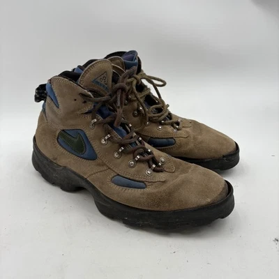 Botas de Senderismo Nike ACG De Colección Para Hombres Talla 11 Marrón Azul Cuero Exterior Caldera Foto 1 de 4