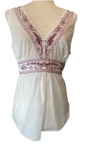 Y2K LOFT Babydoll Top Gr. 14 weiß rot Blumen Fee Boho Cottagecore Baumwolle - Bild 1 von 14