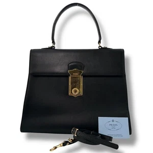 PRADA Handtasche 2-Wege Schultertasche Gold Hardware Schwarz - Bild 1 von 15
