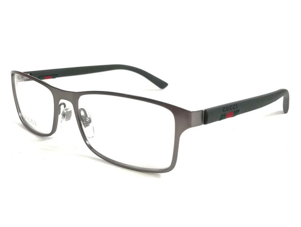 Armações de óculos Gucci GG0614O 002 cinza bronze retangular aro completo 54-17-145 - Imagem 1 de 4