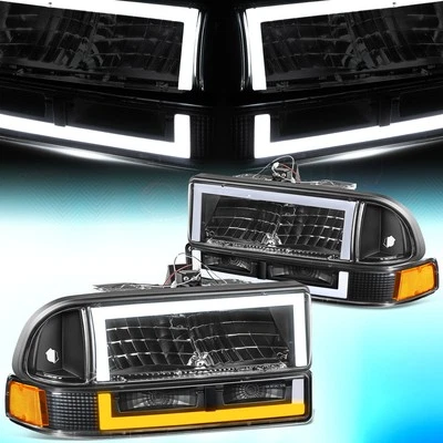 Faros traseros LED cuadrados DRL para Chevy Blazer S10 1998-2004 negro ámbar Foto 1 de 4