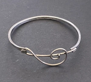 Brazalete Brazalete Gancho Clave Aguda Plata Esterlina Taxco De Colección 7" - Imagen 1 de 12