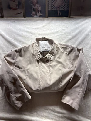 Chaqueta Studio Works Caqui Beige Cremallera Completa Bolsillos Mujer Cuello Grande LIMPIA Foto 1 de 4