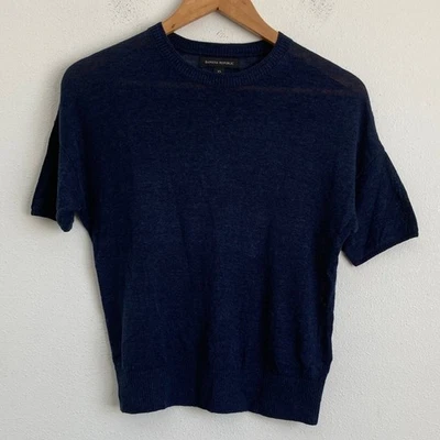 Banana Republic Linen Blend Knit Top XS Navy - Image 1 of 4