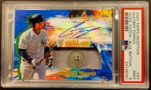 GLEYBER TORRES 2020 Topps INCEPTION MLB BLUE Button Jersey PATCH AUTO 4/6 PSA 9 - Picture 1 of 5