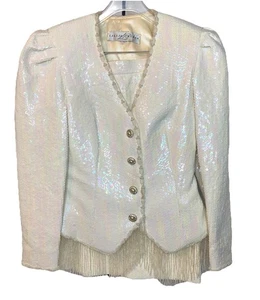 Lillie Rubin Vintage 1994 Sequin Jacket Skirt Set Women’s Size 8 - Picture 1 of 24