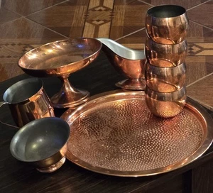 8 - Piece Coppercraft Guild Moscow Mule Copper Circular Cups, Gravy Cream Sugar - Picture 1 of 18