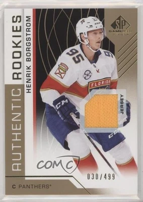 2018 SP Game Used Authentic Rookies Gold Jersey /499 Henrik Borgstrom Rookie RC - Image 1 of 2