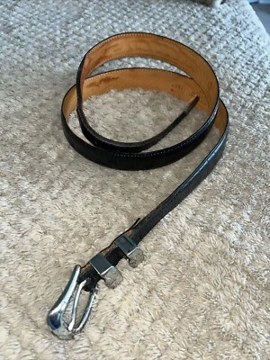 Cinturón de piel de becerro italiano grano cocodrilo Martin Dingman para hombre 40 cuero negro 1607 Foto 1 de 4