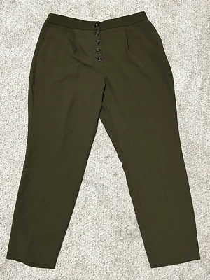 Express Womens Stretch Columnist High-Rise Ankle Dress Pants Size L, Dark Green - Image 1 of 3