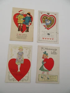 Lote Antiguo De Colección De 4 Postales De San Valentín Tema Corazón Grande 2 Sin Usar UDB - Imagen 1 de 6