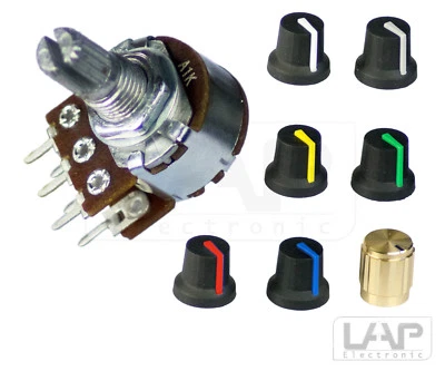 Potentiometer Stereo | Pins | linear | logarithmisch | 1K-500K Rotary Taper Poti - Bild 1 von 2