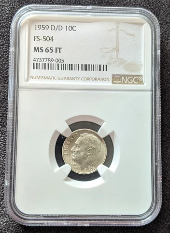 1959 D Roosevelt Dime NGC MS65 FT/FB RPM D/D FS-504 NGC Top Pop Variety Gem Cover