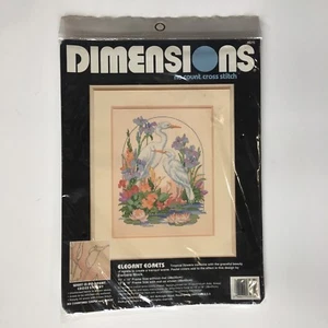 Dimensions Elegant Egrets Cross Stitch Kit Flowers Birds Lily Pond Vintage 90's  - Picture 1 of 4