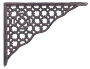 Decorative Shelf Bracket - Ornate Lattice - Rust Brown Cast Iron - 8.5" - Picture 1 of 3