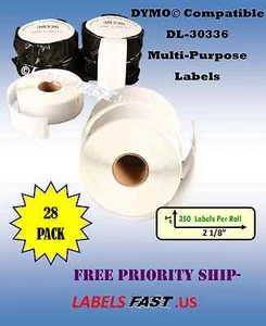 28 Rolls 30336 Multipurpose Labels Compatible w/ Dymo® LabelWriters Name Badges - Picture 1 of 1