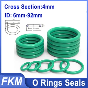 4mm Cross Section FKM Rubber Seals O Rings 6mm-92mm ID Green Oil Resistant 280℃ - Picture 1 of 20