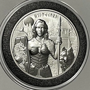 Valchirie Hildegard Germania moneta rara come nuova 1 oncia troy .9999 argento fine rotonda - Foto 1 di 14