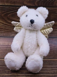 Vintage UNIPAK White Angel Bear With Gold Wings 10" Movable Arms Legs Beads - Picture 1 of 16