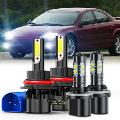 For Dodge Stratus Sedan 2001-2006 6000K 4X LED Headlight Hi/Lo + Fog Light Bulbs - Image 1 of 4