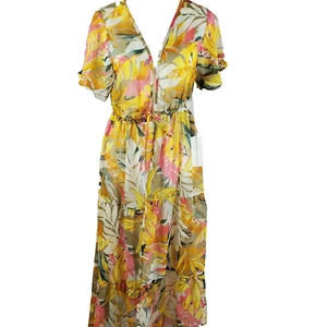 Live 4 Truth mehrfarbiger transparenter Kurzarm-Kimono vorne zum Binden Überziehen Kleid Gr. L - Bild 1 von 11