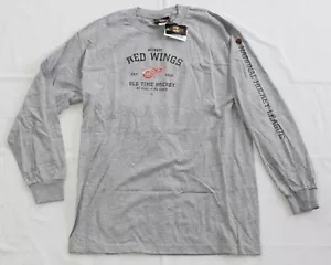 New DETROIT RED WINGS Old Time Hockey L/S T-Shirt Men's LARGE L Gray NHL - Picture 1 of 7