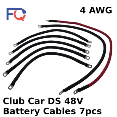 FAST AND QUIET 4 AWG Club Car DS 48 volts Golf Cart Battery Cables 7 pcs set 4 gauge U.S.A Made