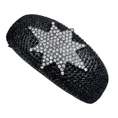 复古 Akkad 黑白水晶星星青铜色手镯鸡尾酒手链 HSN — 第 1/4 张图片