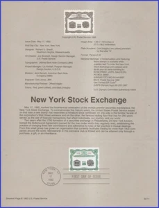 USA8 #2630 U/A SOUVENIR PAGE FDC   NY Stock Exchange - Picture 1 of 1
