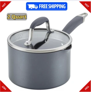 Advanced Home Hard Anodized Nonstick Sauce Pan/Saucepan with Straining and Lid, - Picture 1 of 10