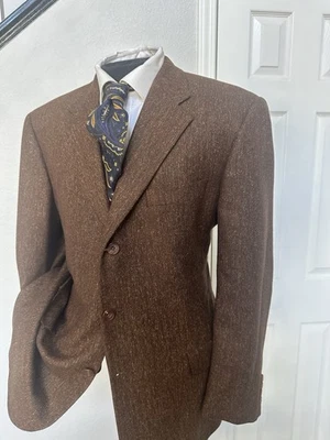 Como Nueva Clásica Nordstrom Hickey Freeman Tres Botones Hombres Chaqueta Marrón 42 R Foto 1 de 4