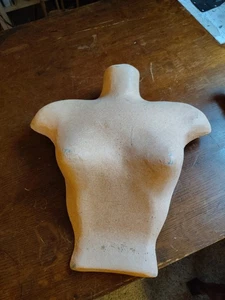 Vintage Female Bust Jewelry Display Pink Paper Machee 18"h x 17"w Form Chest - Picture 1 of 16