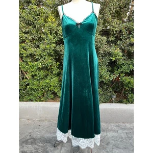 Abito donna slip pizzo velluto verde tema caldo medio grunge gotico - Foto 1 di 7
