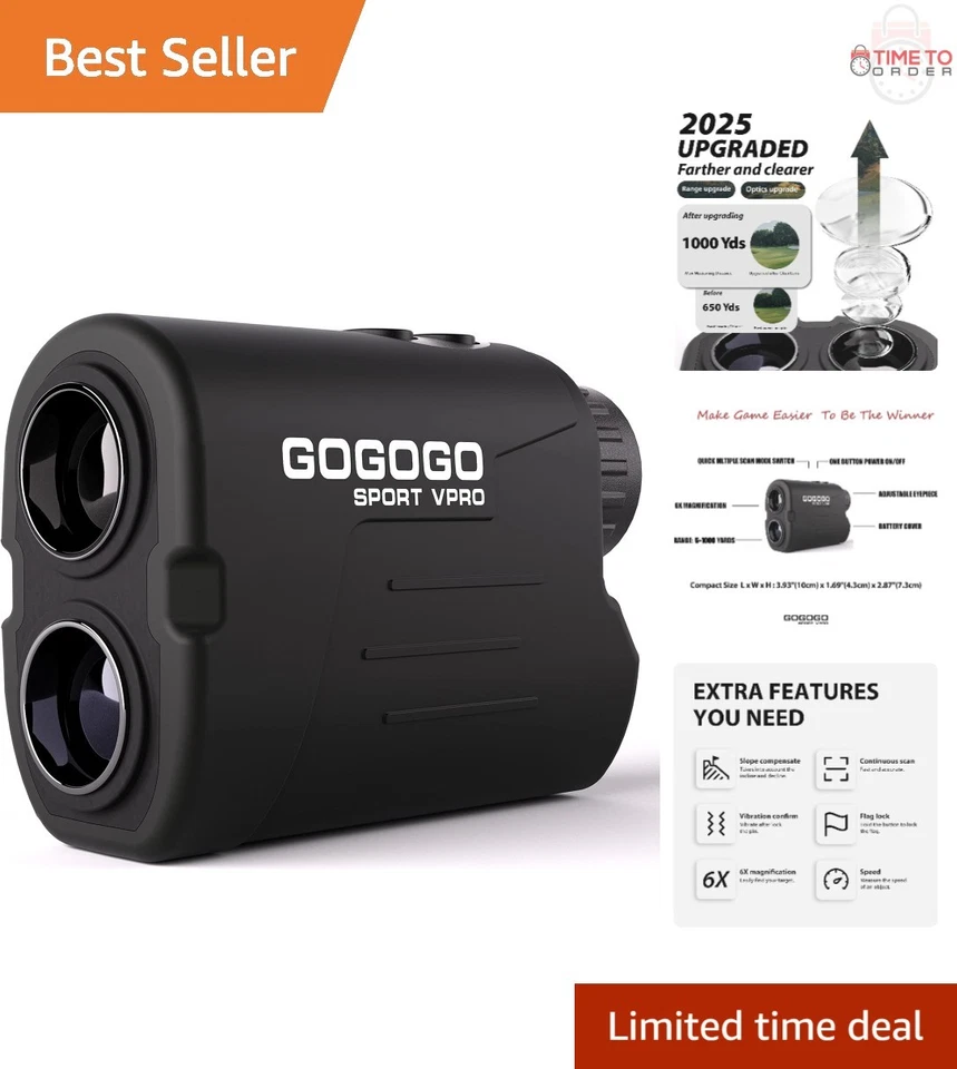 Gogogo Sport Laser Golf Hunting Rangefinder 6x Magnification Clear View 650 Yard