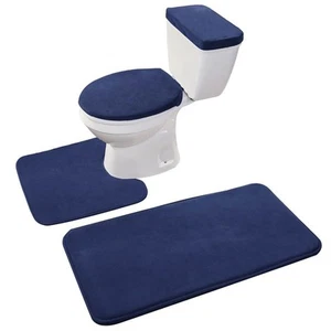 Memory Foam Bath Mat Set 3 Piece and Toilet Tank Cover Set Combo, Bath Mat Se... - Picture 1 of 5