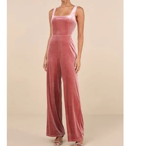 lulu's nwt velvet corset back jumpsuit - Picture 1 of 8