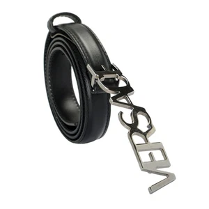 Versace Damengürtel schwarz Leder Logo verziert Schnalle US 38 IT 95 - Bild 1 von 5