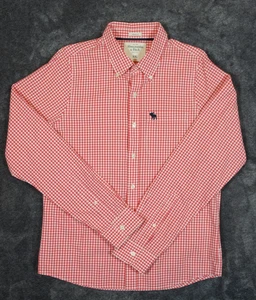 Abercrombie Fitch Shirt Mens 2XL Red Gingham Muscle Fit Long Sleeve Button Down - Picture 1 of 7