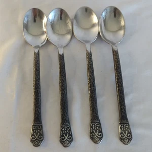 Gourmet Settings Avalon Barcelona 18/10 Stainless Hammered Spoon 7.25" Set Of 4 - Picture 1 of 2