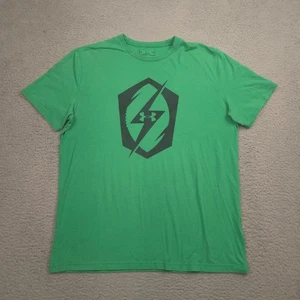 Under Armour HeatGear T Shirt Men’s Large Green Loose Fit Graphic Logo Tee - Picture 1 of 10