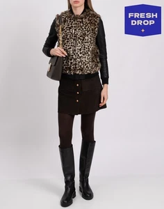 RRP €650 TRE CINQUE SETTE Rabbit Fur & Leather Bomber Jacket IT40 US4 S Leopard - Picture 1 of 11