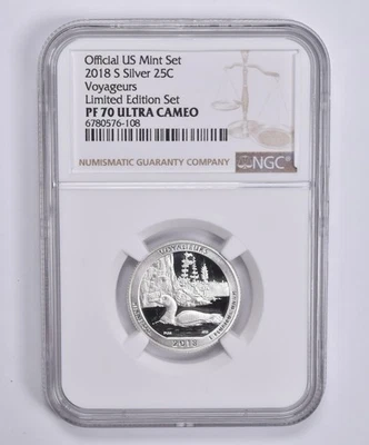 PF70 UCam 2018-S Silver Quarter Voyageurs Limited Edition Set NGC *2068 - Image 1 of 4