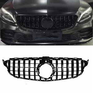 Front Bumper Grill Grille For Benz C Class W205 C300 C250 C43 2019-2021 Black au - Picture 1 of 8