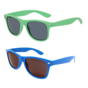 2 klassische Retro 80er UV400 Sonnenbrille schwarze Gläser Neonrahmen Unisex Herren Damen - Bild 1 von 11