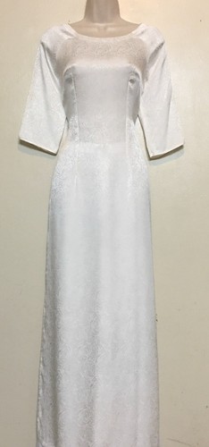 OFF WHITE Abito vietnamita Ao Dai Lụa Thai Tuan Off White con pantaloni Taglia: Large