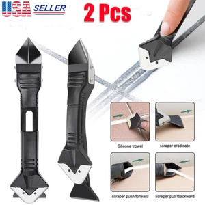 2 x 3in1 Silicone Scraper Caulking Grouting Sealant Finishing Clean Remover Tool - Picture 1 of 12