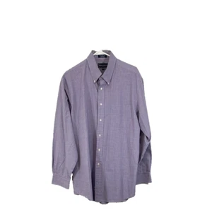 Meeting Street Mens Purple White Check Classic End On End Dress Shirt Size 34/35 - Picture 1 of 9