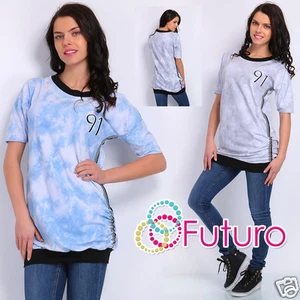 Camiseta Larga Damas 91 Estampado Multicolor Prenda para el torso Cuello Redondo Túnica Talla 8-12 FT1242 - Imagen 1 de 6